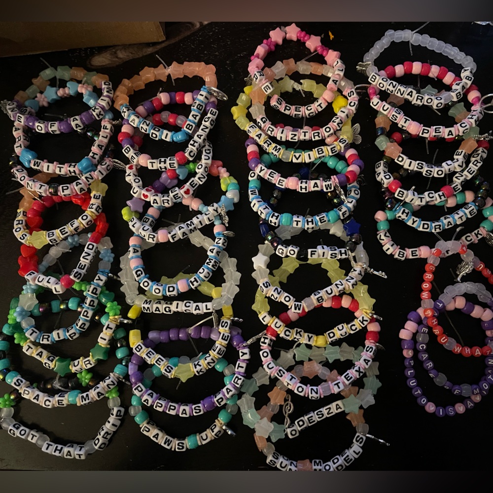 10 Pack Misc Kandi bracelets for raves, handmade with love!